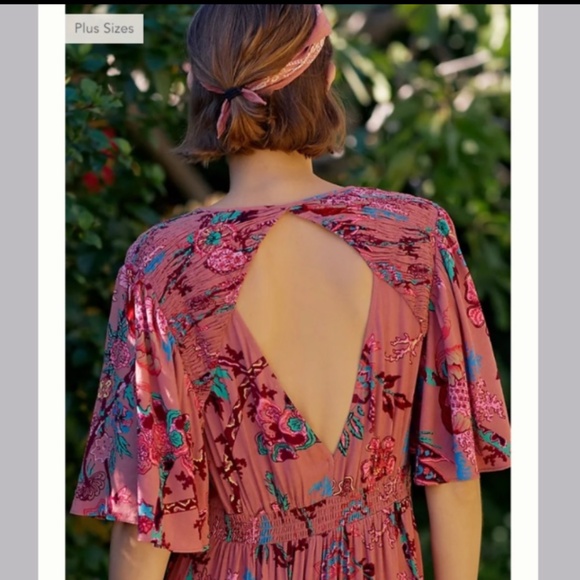 Anthropologie Floral Maxi Dress - Pink and Blue - Picture 5 of 14